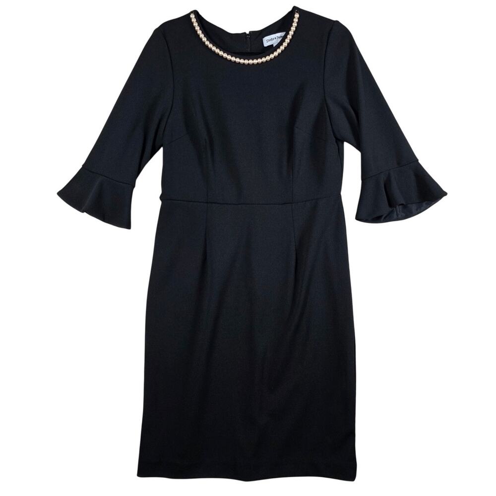 Shelby & Palmer Dress Women 12 Black Pearl Neckline Midi Cocktail Career Elegant